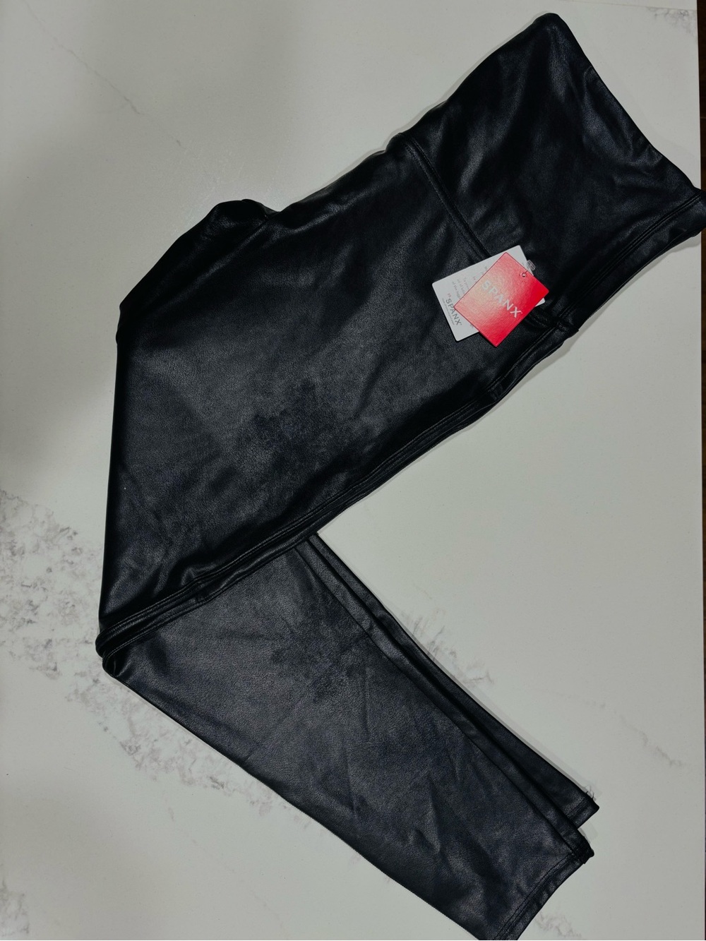 SPANX Faux Leather Leggings Black XL High Rise NWT